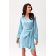 Rochie scurta din satin bleu cu maneca lunga petrecuta Labonita Rochie scurta din satin bleu cu maneca lunga petrecuta Labonita 2 - dyandra.ro