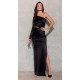 Rochie lunga neagra din satin mulata cu un umar gol EdithR Rochie lunga neagra din satin mulata cu un umar gol EdithR 2 - dyandra.ro