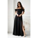 Rochie lunga neagra cu umerii goi vaporoasa Katiya Rochie lunga neagra cu umerii goi vaporoasa Katiya 2 - dyandra.ro