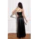Rochie de ocazie lunga neagra din satin crapata pe picior MoanaR 3 - dyandra.ro