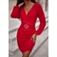 Rochie scurta rosie cu maneca lunga MiraW Rochie scurta rosie cu maneca lunga MiraW 2 - dyandra.ro