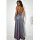 Rochie lunga din glitter argintie cu reflexii cu bust tip corset ValeriaLux 3 - dyandra.ro