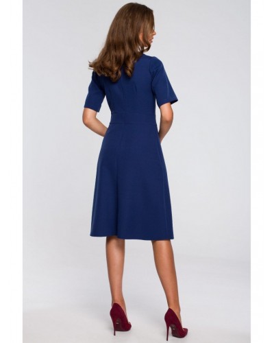 Rochie midi, bleumarin navy, A-line, Hullya Rochie midi, bleumarin navy, A-line, Hullya - dyandra.ro