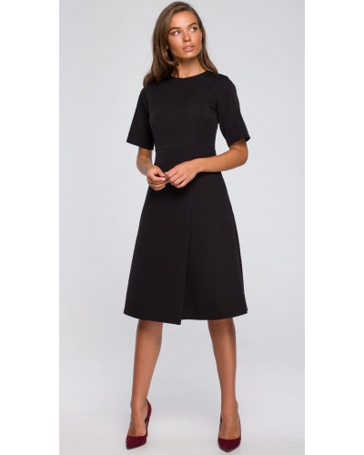 Rochie neagra midi Hullya - dyandra.ro