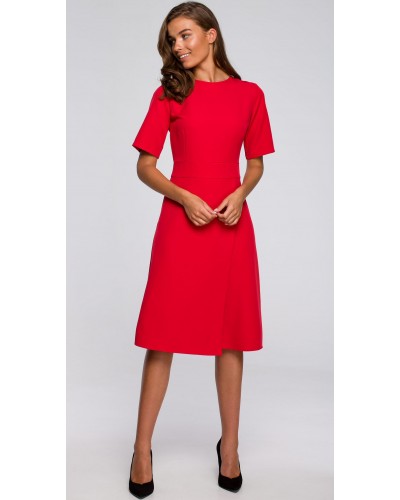 Rochie rosie midi croi A Hullya - dyandra.ro