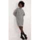 Rochie midi tricotata gri din acril cu guler inalt Dyone Rochie midi tricotata gri din acril cu guler inalt Dyone 2 - dyandra.ro