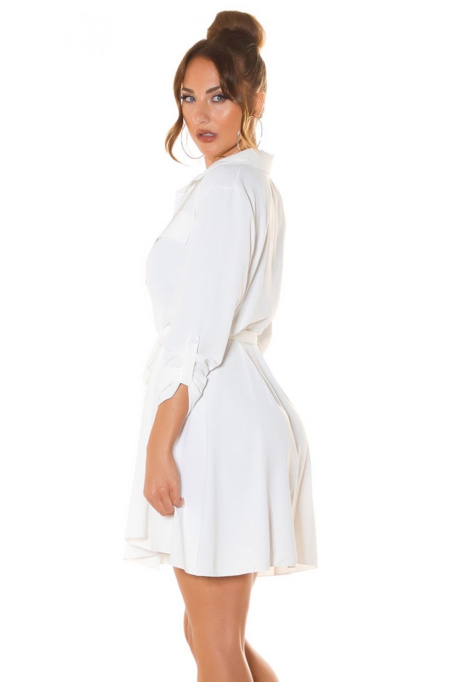 Rochie tip camasa, scurta, alba, Daruka Rochie tip camasa, scurta, alba, Daruka 2 - dyandra.ro
