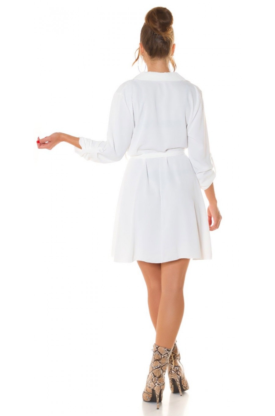 Rochie tip camasa, scurta, alba, Daruka Rochie tip camasa, scurta, alba, Daruka 6 - dyandra.ro