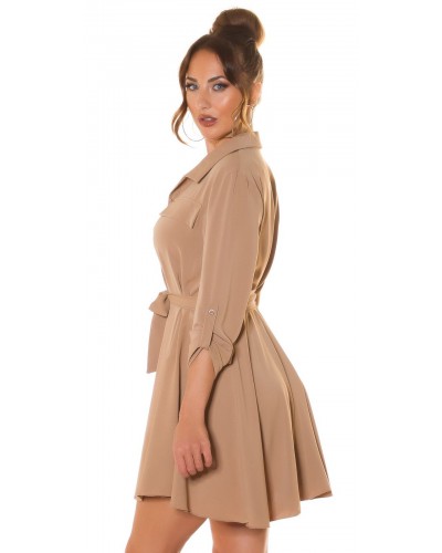 Rochie tip camasa, scurta, cappuccino, Daruka - dyandra.ro