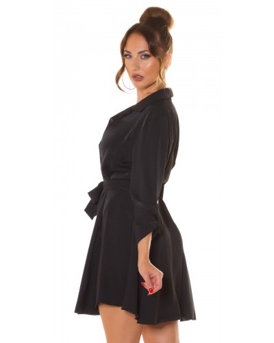 Rochie tip camasa, scurta, neagra, Daruka - dyandra.ro
