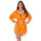 Rochie tip camasa, scurta, piele eco, orange, Fay Rochie tip camasa, scurta, piele eco, orange, Fay 2 - dyandra.ro