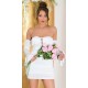 Rochie de cununie scurta, din nylon, alba, cu umerii goi si maneca lunga, Darcy 2 - dyandra.ro