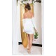 Rochie de cununie scurta, din nylon, alba, cu umerii goi si maneca lunga, Darcy 5 - dyandra.ro