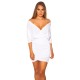 Rochie scurta alba mulata cu maneca lunga petrecuta Divya Rochie scurta alba mulata cu maneca lunga petrecuta Divya 2 - dyandra.ro