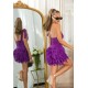 Rochie scurta mov cu pene din tulle cu umeri goi Bambolina 5 - dyandra.ro