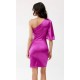 Rochie scurta din satin roz fucsia cu un umar gol Esmera Rochie scurta din satin roz fucsia cu un umar gol Esmera 4 - dyandra.ro