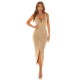 Rochie midi cappuccino, mulata, cu fermoar stralucitor, fara maneca, Devon Rochie midi cappuccino, mulata, cu fermoar stralucitor, fara maneca, Devon 4 - dyandra.ro
