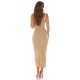 Rochie midi cappuccino, mulata, cu fermoar stralucitor, fara maneca, Devon Rochie midi cappuccino, mulata, cu fermoar stralucitor, fara maneca, Devon 6 - dyandra.ro