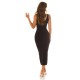 Rochie midi neagra, mulata, cu fermoar stralucitor, fara maneca, Devon Rochie midi neagra, mulata, cu fermoar stralucitor, fara maneca, Devon 6 - dyandra.ro