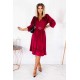 Rochie de ocazie midi, din catifea burgundy, cu maneca lunga si volan, Flavia 3 - dyandra.ro