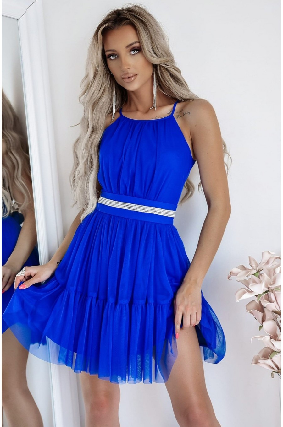 Rochie babydoll scurta din tulle albastra cu volane vaporoasa CristalW3 Rochie babydoll scurta din tulle albastra cu volane vaporoasa CristalW3 1 - dyandra.ro