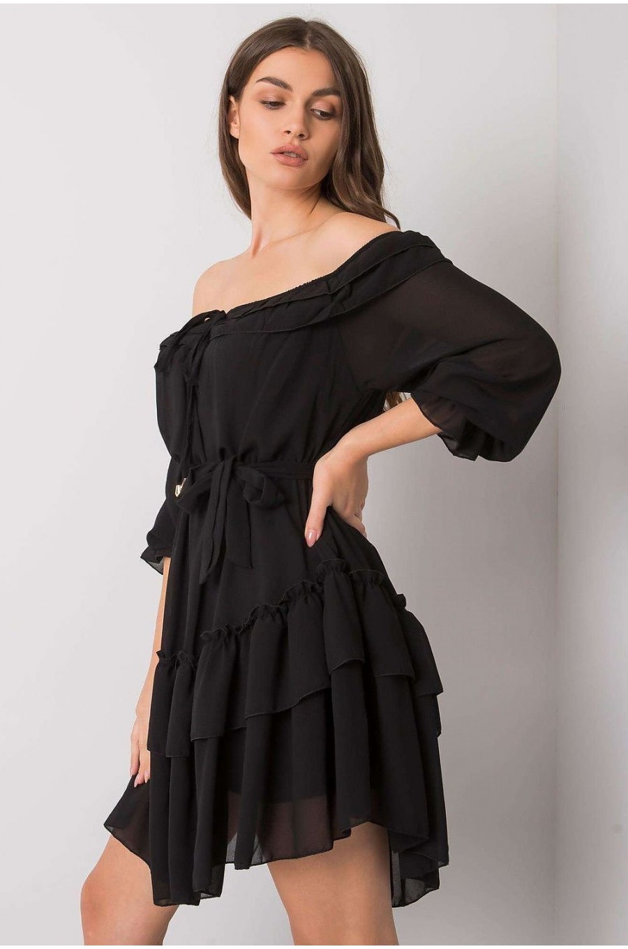 Rochie baby doll neagra cu volane vaporoasa Demyra1 Rochie baby doll neagra cu volane vaporoasa Demyra1 3 - dyandra.ro