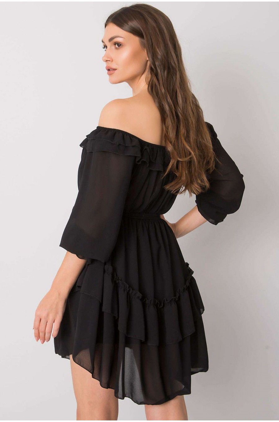 Rochie baby doll neagra cu volane vaporoasa Demyra1 Rochie baby doll neagra cu volane vaporoasa Demyra1 2 - dyandra.ro