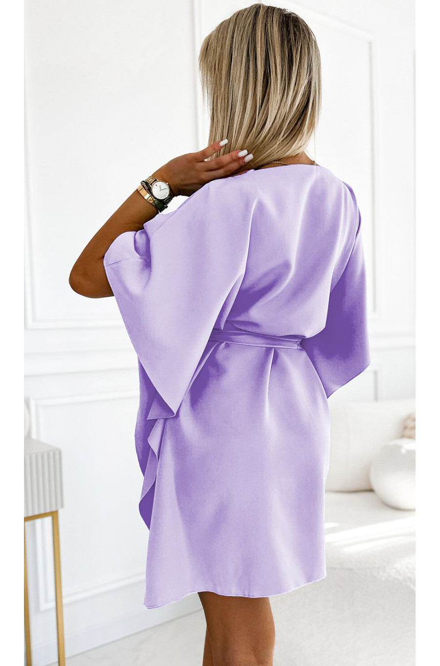 Rochie midi lila lavanda vaporoasa croi fluture Butterfly  2 - dyandra.ro