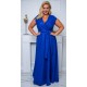 Rochie marime mare eleganta, lunga, albastra din brocard, NataliaB 3 - dyandra.ro