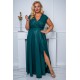 Rochie marime mare eleganta, lunga, verde, din brocard, petrecuta, NataliaB Rochie marime mare eleganta, lunga, verde, din brocard, petrecuta, NataliaB 4 - dyandra.ro