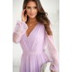 Rochie midi din tul cu glitter lila cu maneca lunga Petra 4 - dyandra.ro