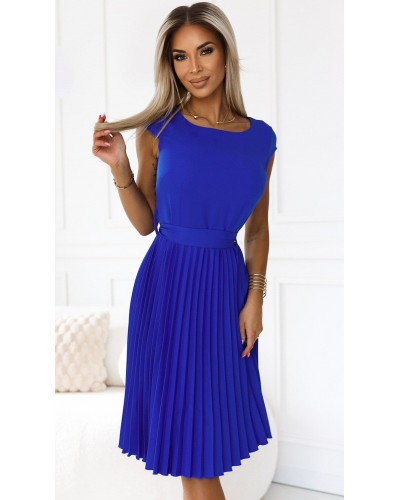 Rochie albastra midi plisata Karima Rochie albastra midi plisata Karima - dyandra.ro