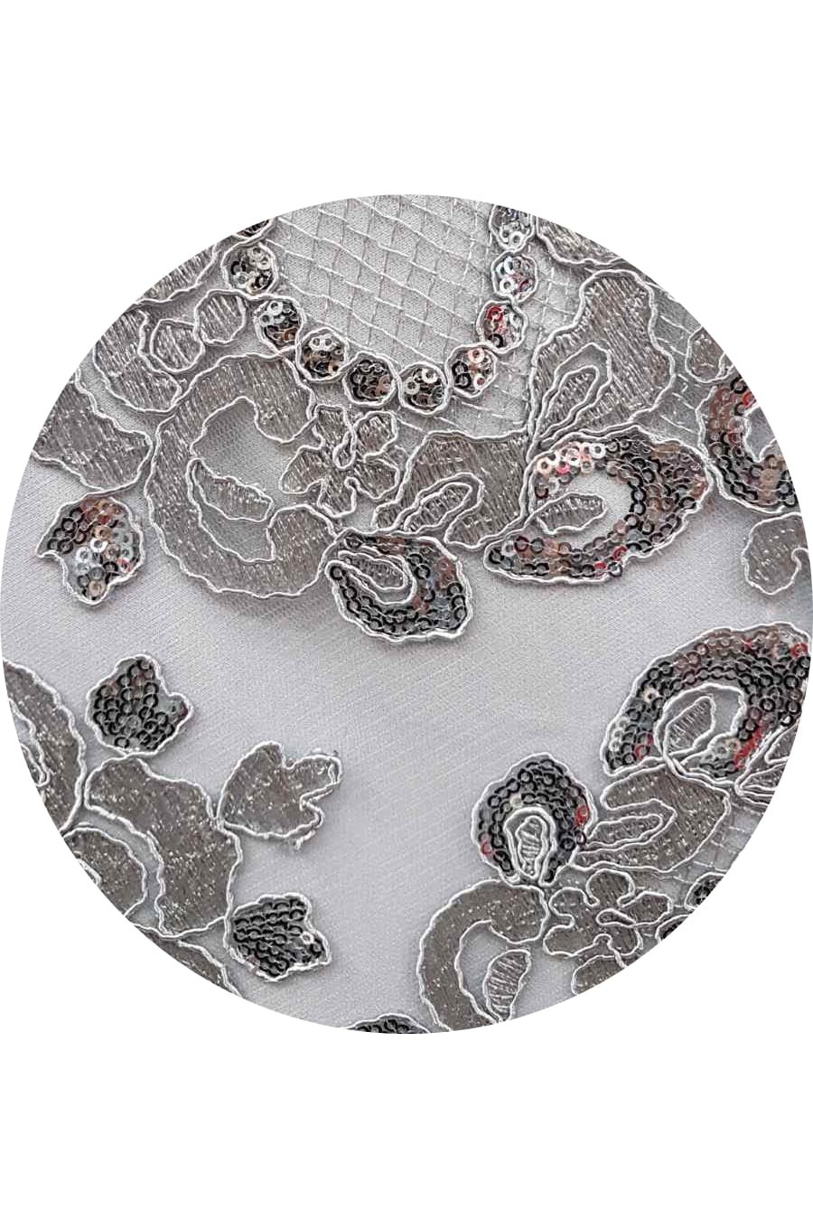 Rochie de cununie eleganta marime mare lunga dantela gri Arianza Rochie de cununie eleganta marime mare lunga dantela gri Arianza 2 - dyandra.ro