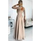 Rochie eleganta lunga bej cu bustul din dantela Allegria 4 - dyandra.ro