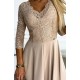 Rochie eleganta lunga bej cu bustul din dantela Allegria 5 - dyandra.ro