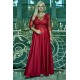 Rochie lunga XXL din dantela si brocard burgundy Adalyze 4 - dyandra.ro