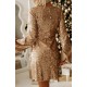 Rochie scurta aurie din paiete cu maneca lunga OpheliaR Rochie scurta aurie din paiete cu maneca lunga OpheliaR 3 - dyandra.ro