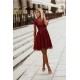 Rochie scurta cu tul si broderie burgundy Paloma 3 - dyandra.ro