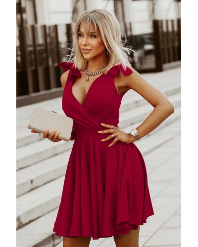 Rochie de ocazie scurta burgundy Katalina - dyandra.ro