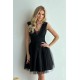 Rochie baby doll scurta, brocard si tulle, neagra, vaporoasa, Shinna Rochie baby doll scurta, brocard si tulle, neagra, vaporoasa, Shinna 2 - dyandra.ro