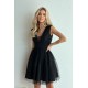 Rochie baby doll scurta, brocard si tulle, neagra, vaporoasa, Shinna Rochie baby doll scurta, brocard si tulle, neagra, vaporoasa, Shinna 7 - dyandra.ro