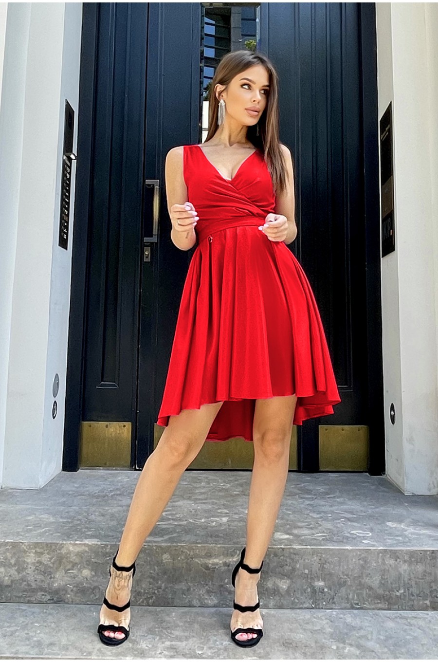 Rochie baby doll rosia din brocard in clos Andressa Rochie baby doll rosia din brocard in clos Andressa 2 - dyandra.ro