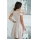 Rochie baby doll scurta din vascoza bej cu volan la maneca Samuela 3 - dyandra.ro