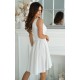 Rochie cununie civila scurta, alba, din brocard, babydoll, petrecuta, Andressa  3 - dyandra.ro