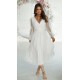 Rochie cununie civila midi, din tul cu glitter, alba, evazata, cu maneca lunga, Petra Rochie cununie civila midi, din tul cu glitter, alba, evazata, cu maneca lunga, Petra 2 - dyandra.ro