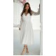 Rochie cununie civila midi, din tul cu glitter, alba, evazata, cu maneca lunga, Petra Rochie cununie civila midi, din tul cu glitter, alba, evazata, cu maneca lunga, Petra 3 - dyandra.ro