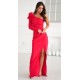 Rochie de nasa eleganta rosie cu floare pe umar cu maneca lunga Charming Rochie de nasa eleganta rosie cu floare pe umar cu maneca lunga Charming 4 - dyandra.ro