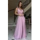 Rochie de ocazie eleganta lunga din vascoza roz prafuit petrecuta Andra 5 - dyandra.ro