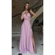 Rochie de ocazie eleganta lunga din vascoza roz prafuit petrecuta Andra 6 - dyandra.ro