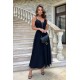 Rochie de ocazie lunga, din tul si dantela, neagra, vaporoasa, Arabela Rochie de ocazie lunga, din tul si dantela, neagra, vaporoasa, Arabela 4 - dyandra.ro